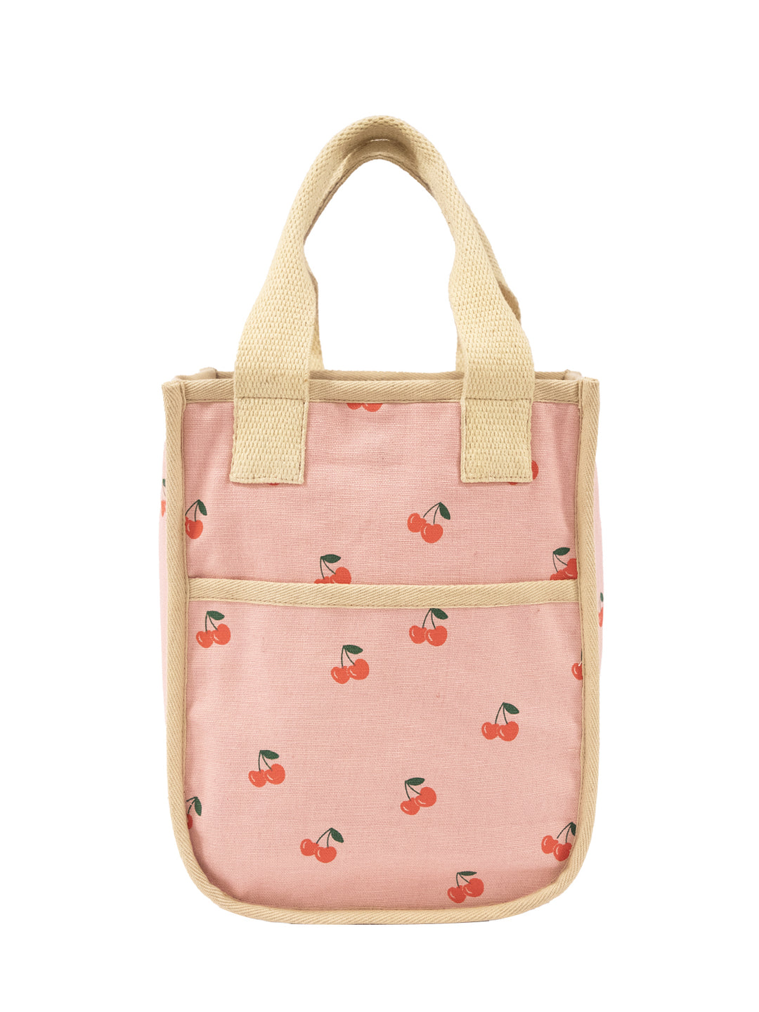 Cherry Print Insulated Cotton Canvas Lunch Bag