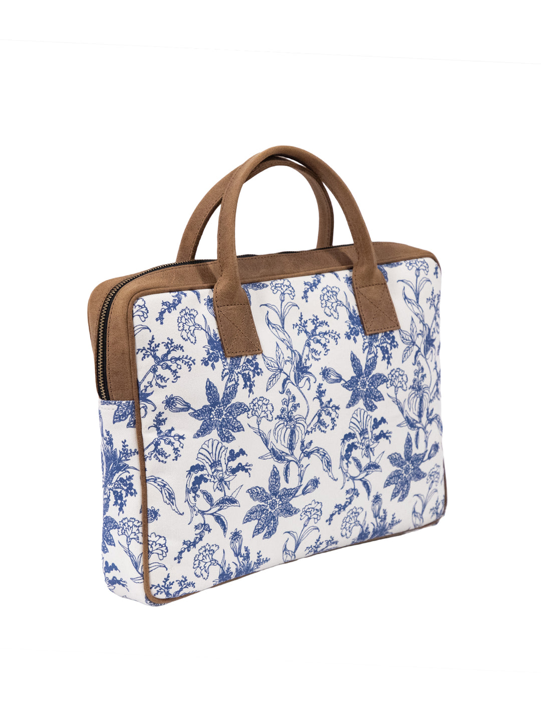 Blue Floral Canvas Laptop Bag