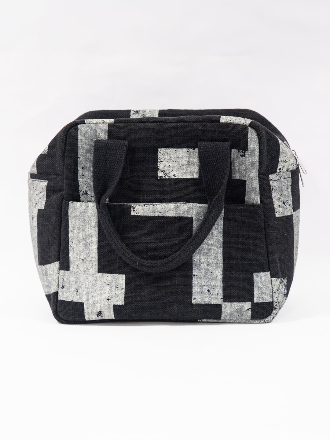 Urban Grid Washed Jute Lunch Bag
