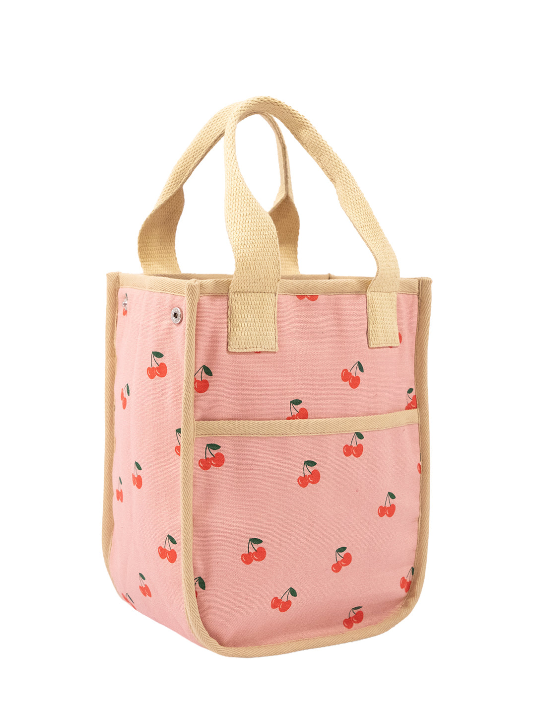 Cherry Print Insulated Cotton Canvas Lunch Bag