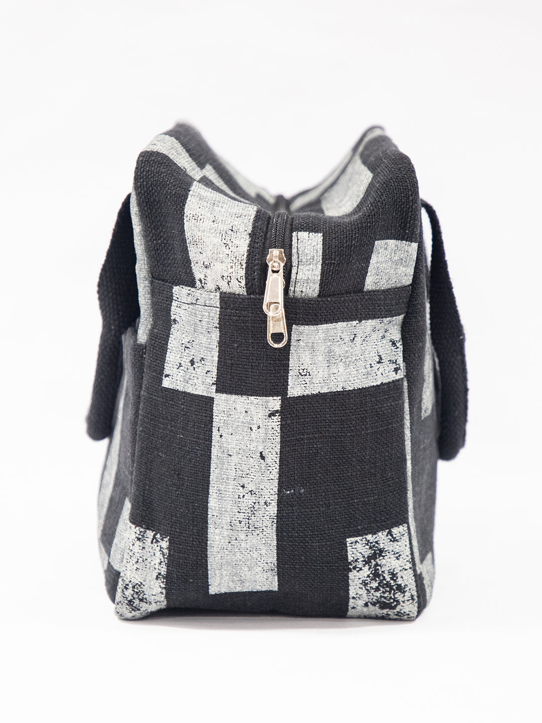 Urban Grid Washed Jute Lunch Bag