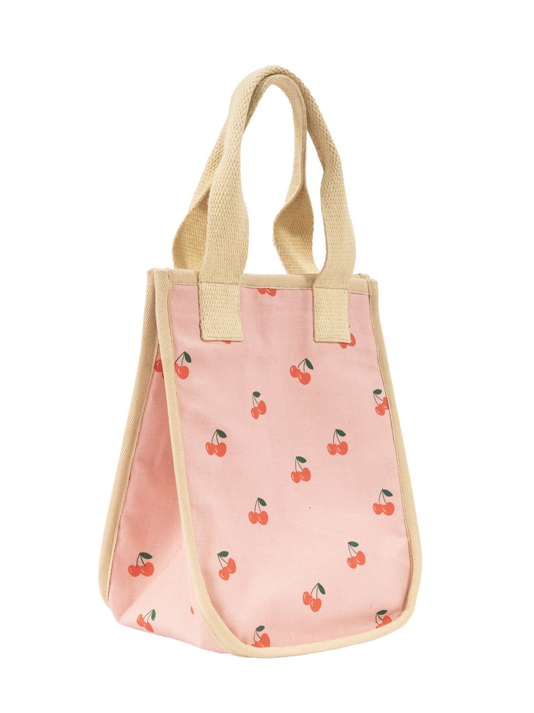 Cherry Print Insulated Cotton Canvas Lunch Bag