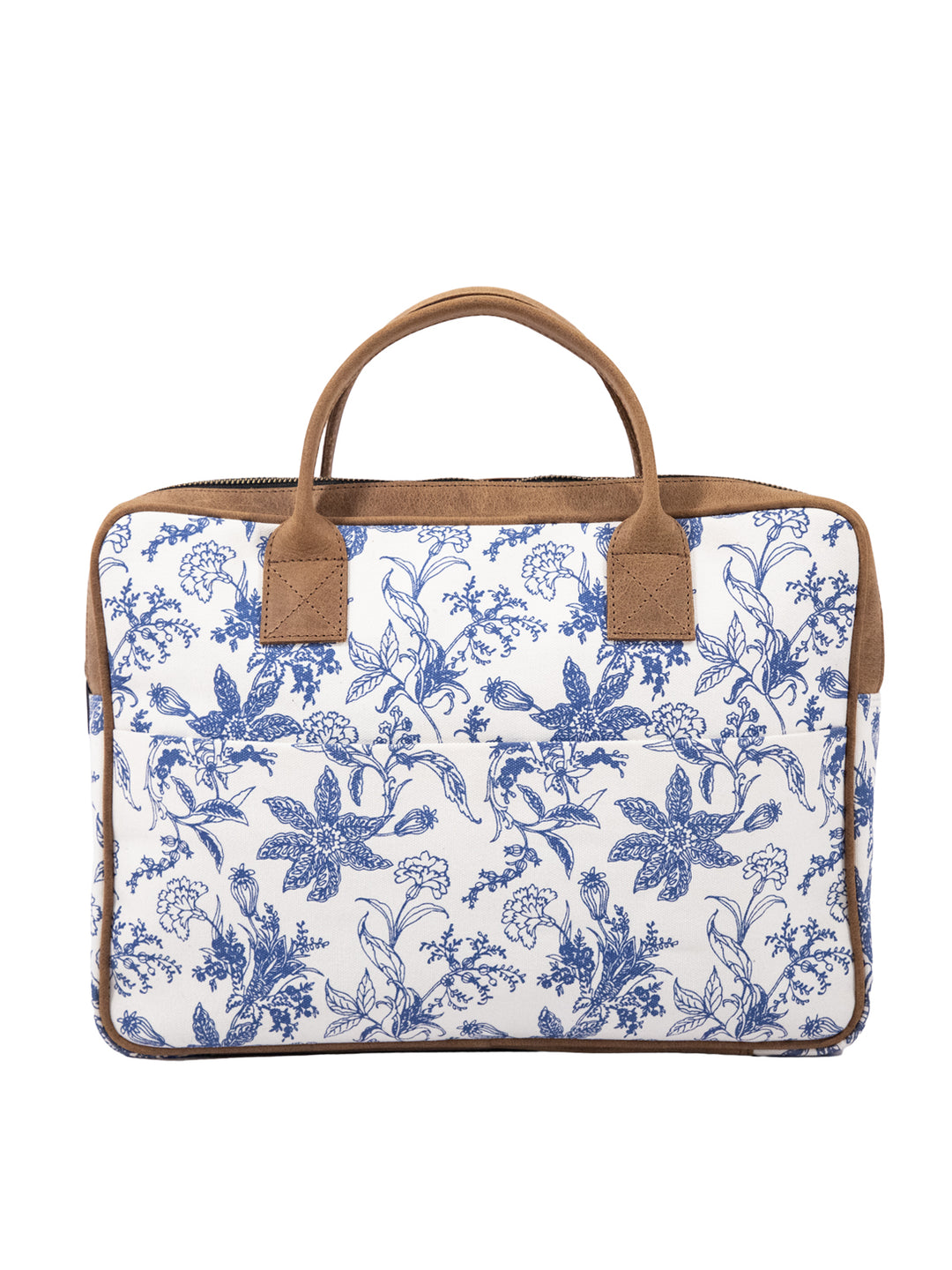 Blue Floral Canvas Laptop Bag