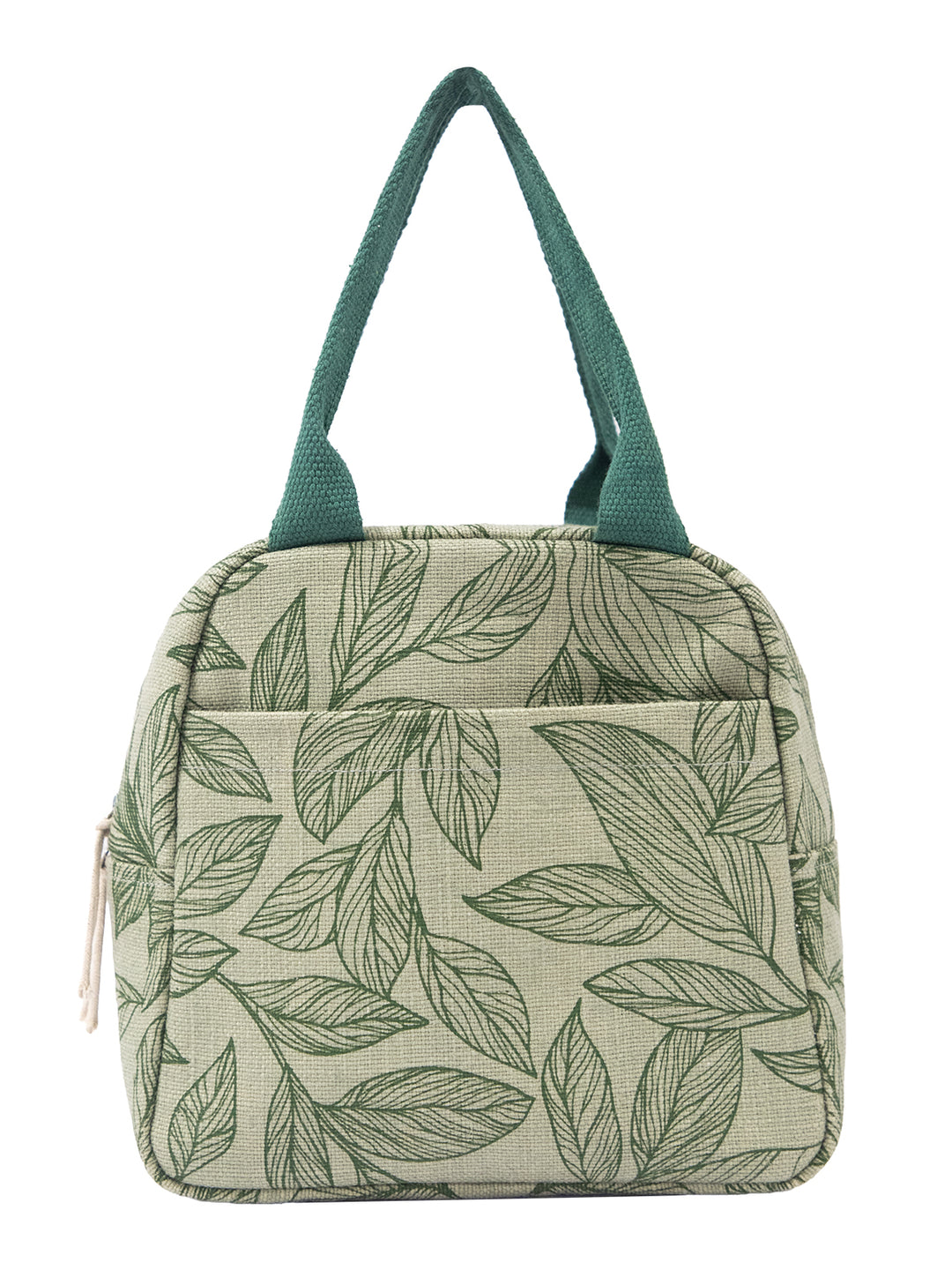 Botanical Print Insulated Jute Canvas Lunch Bag