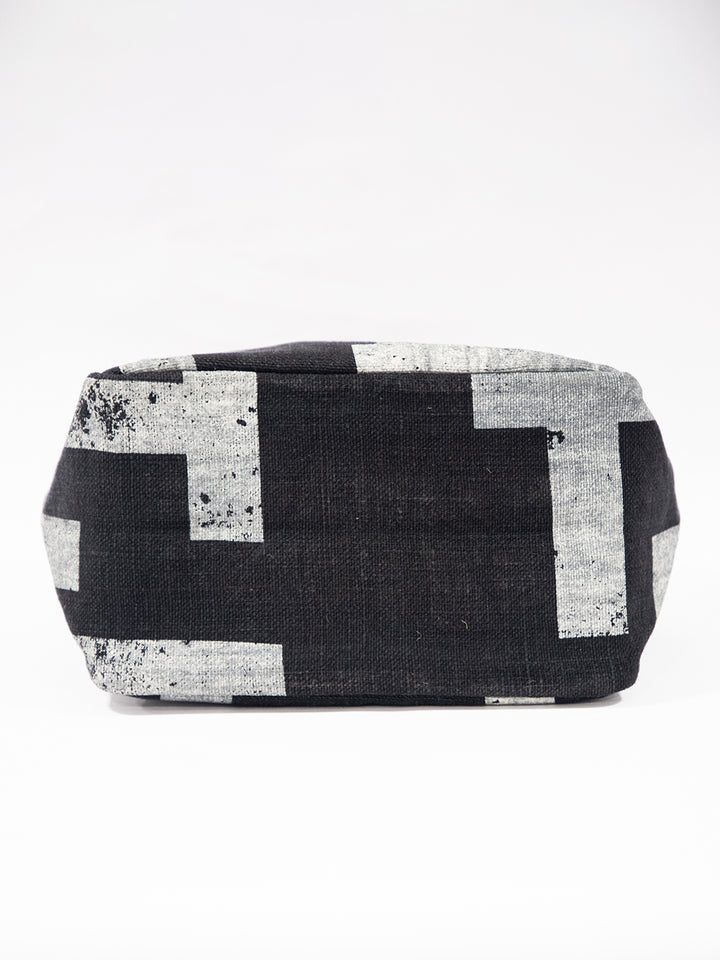 Urban Grid Washed Jute Lunch Bag