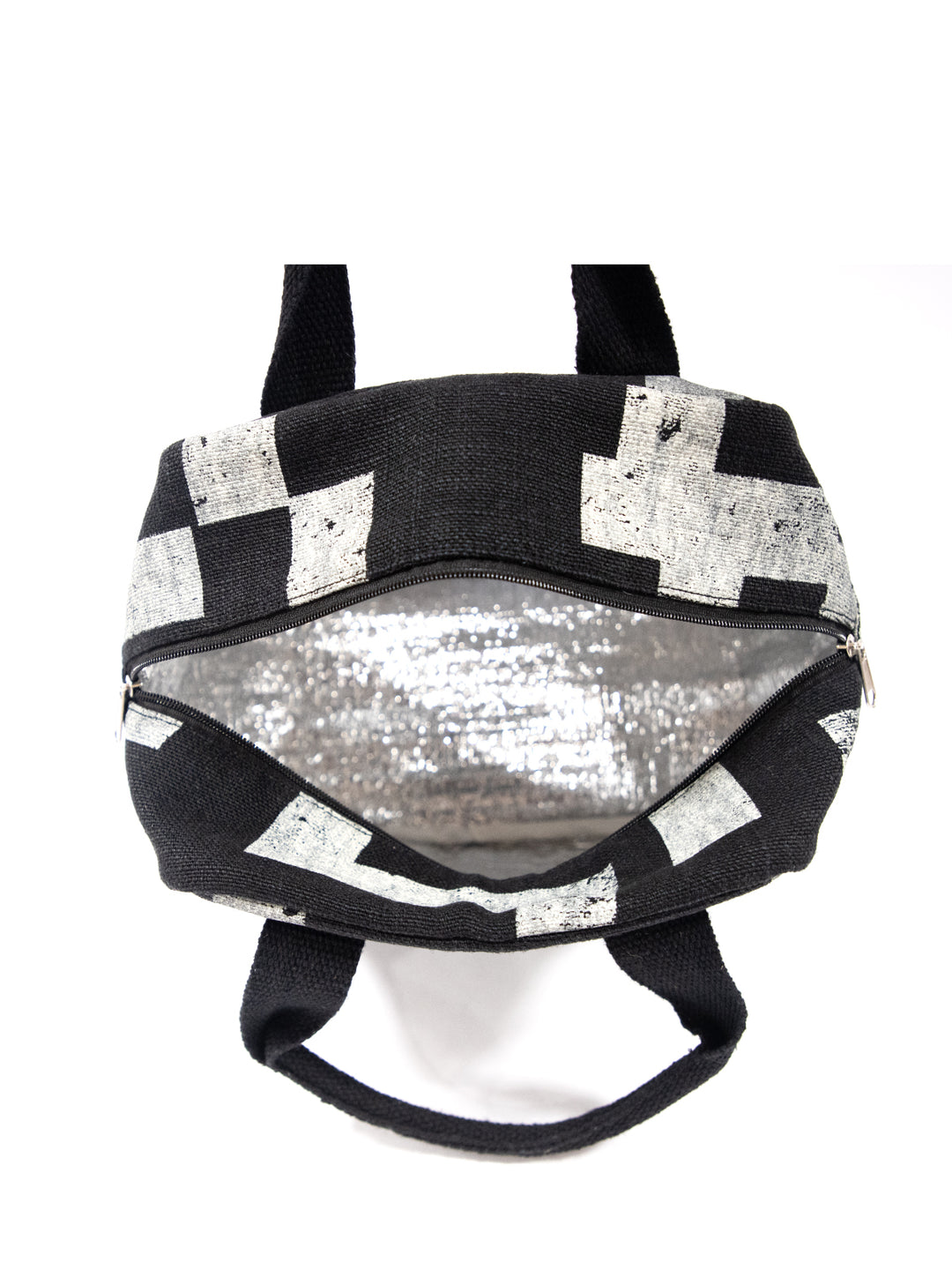 Urban Grid Washed Jute Lunch Bag