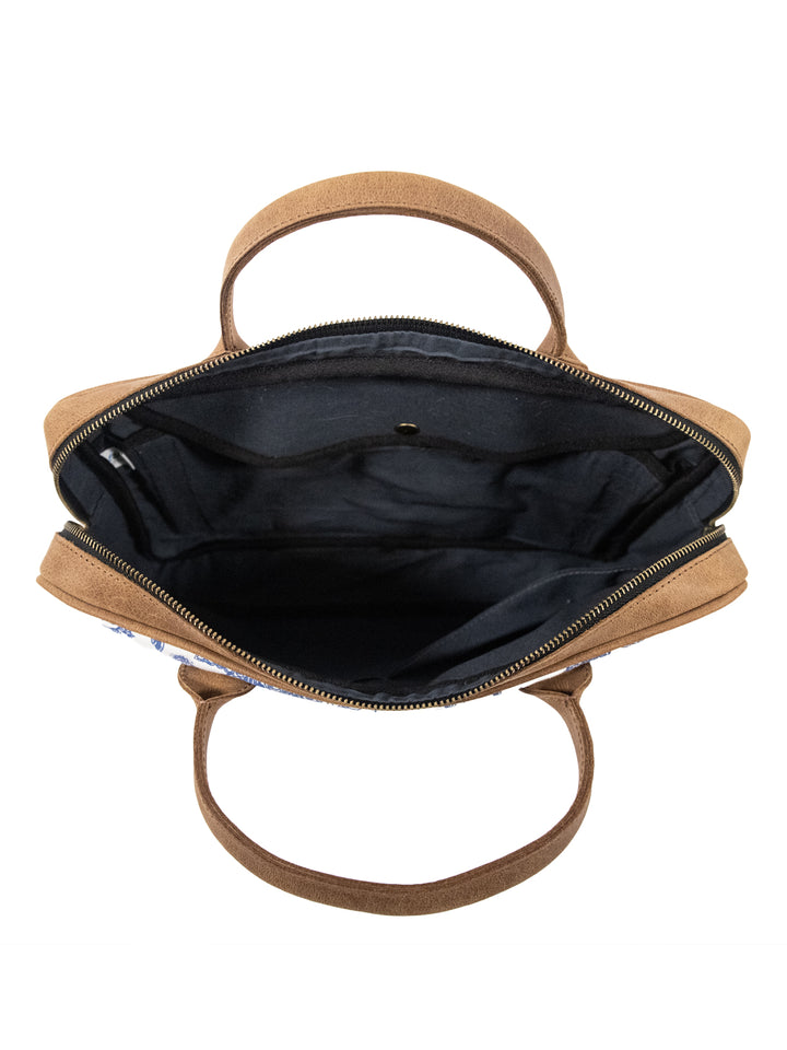 Blue Floral Canvas Laptop Bag