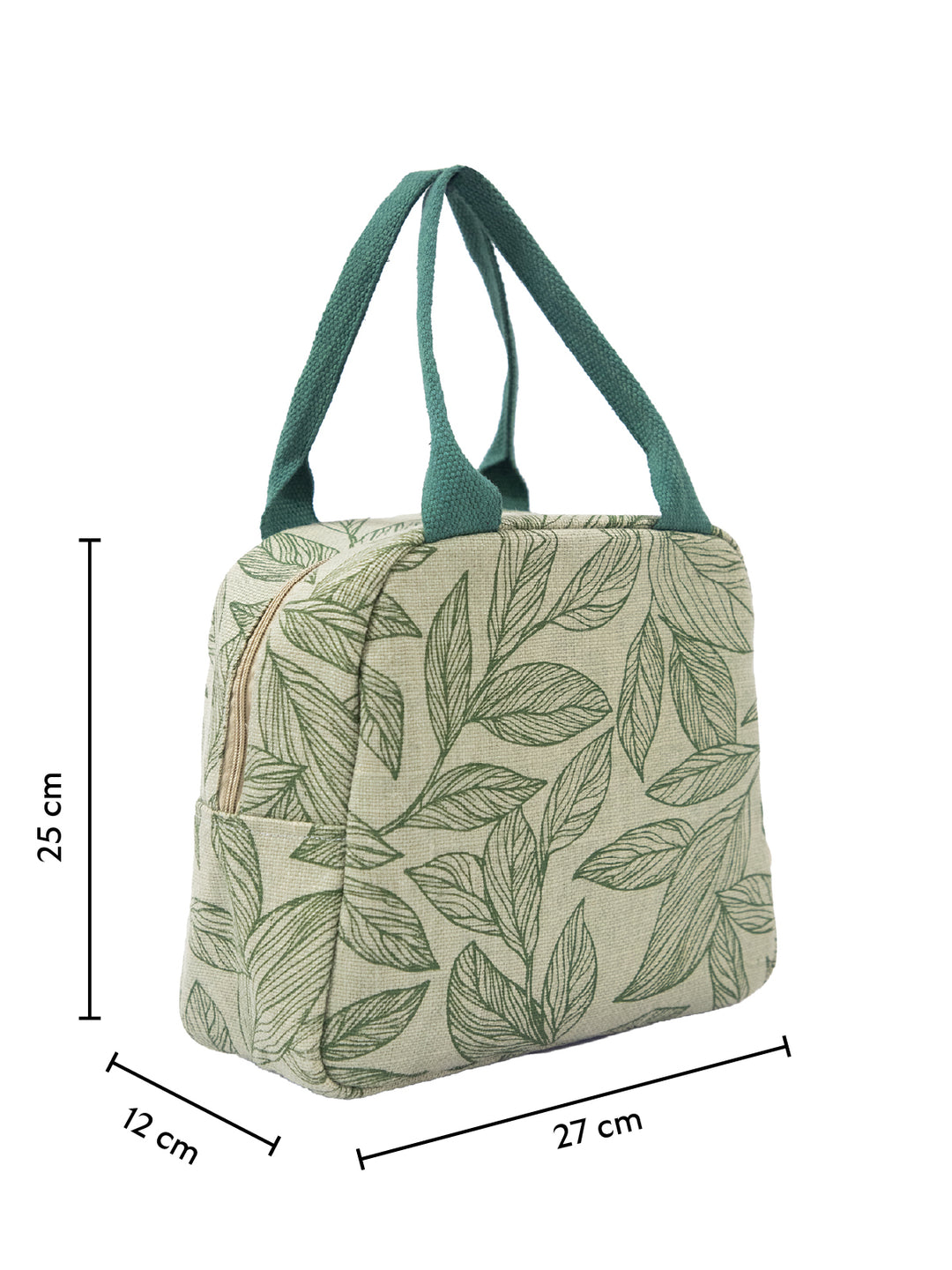 Botanical Print Insulated Jute Canvas Lunch Bag