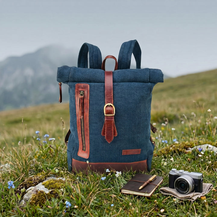 Navy Roll-Top Adventure Backpack