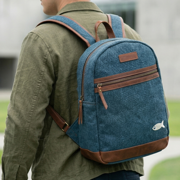 Indigo Voyager Washed Jute Backpack
