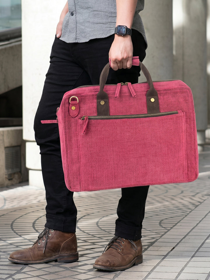 Berry Bloom Washed Jute Laptop Bag