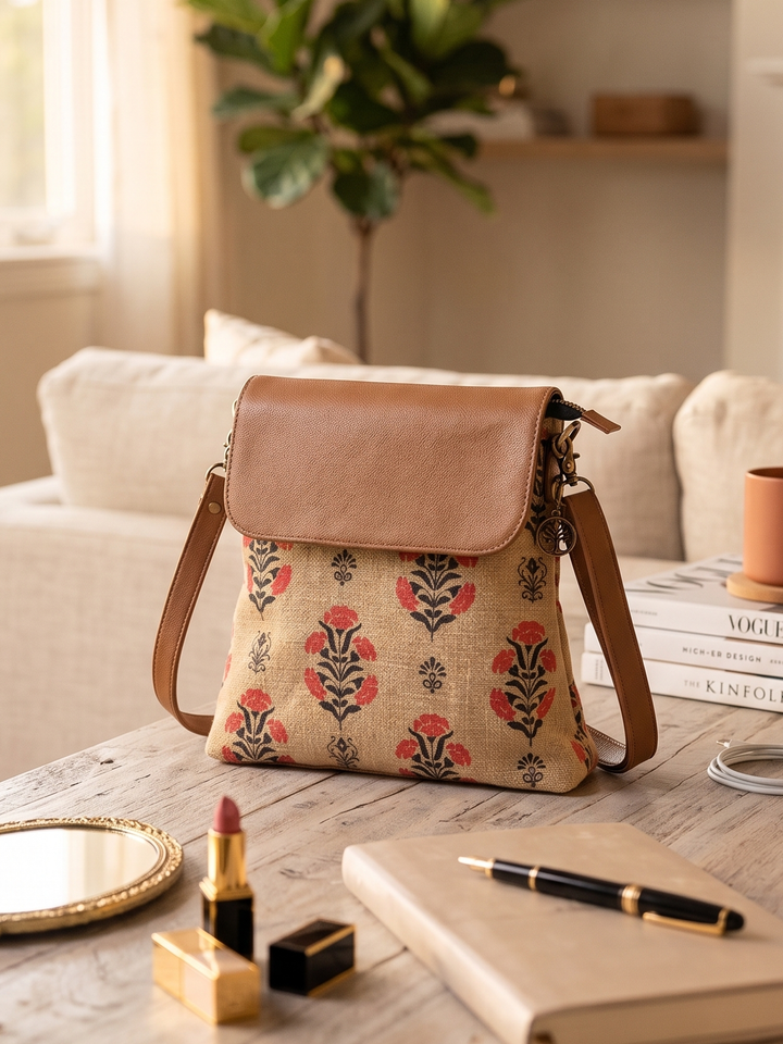 Blossom Block Print Crossbody Bag
