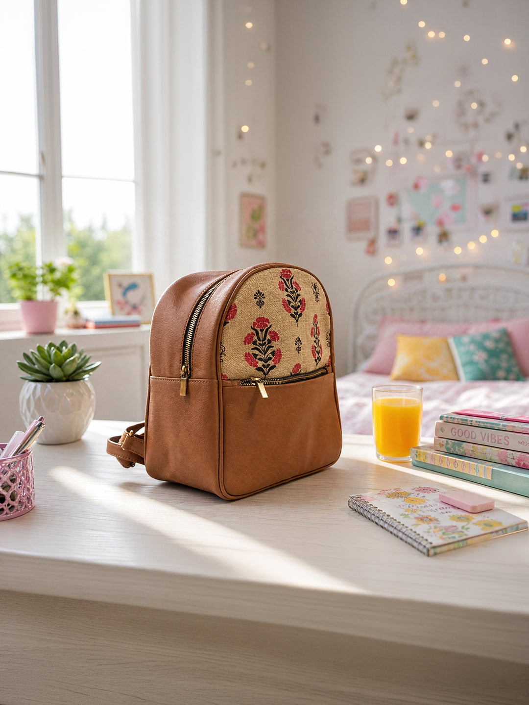 Blossom Block Print Mini Backpack – Patsan