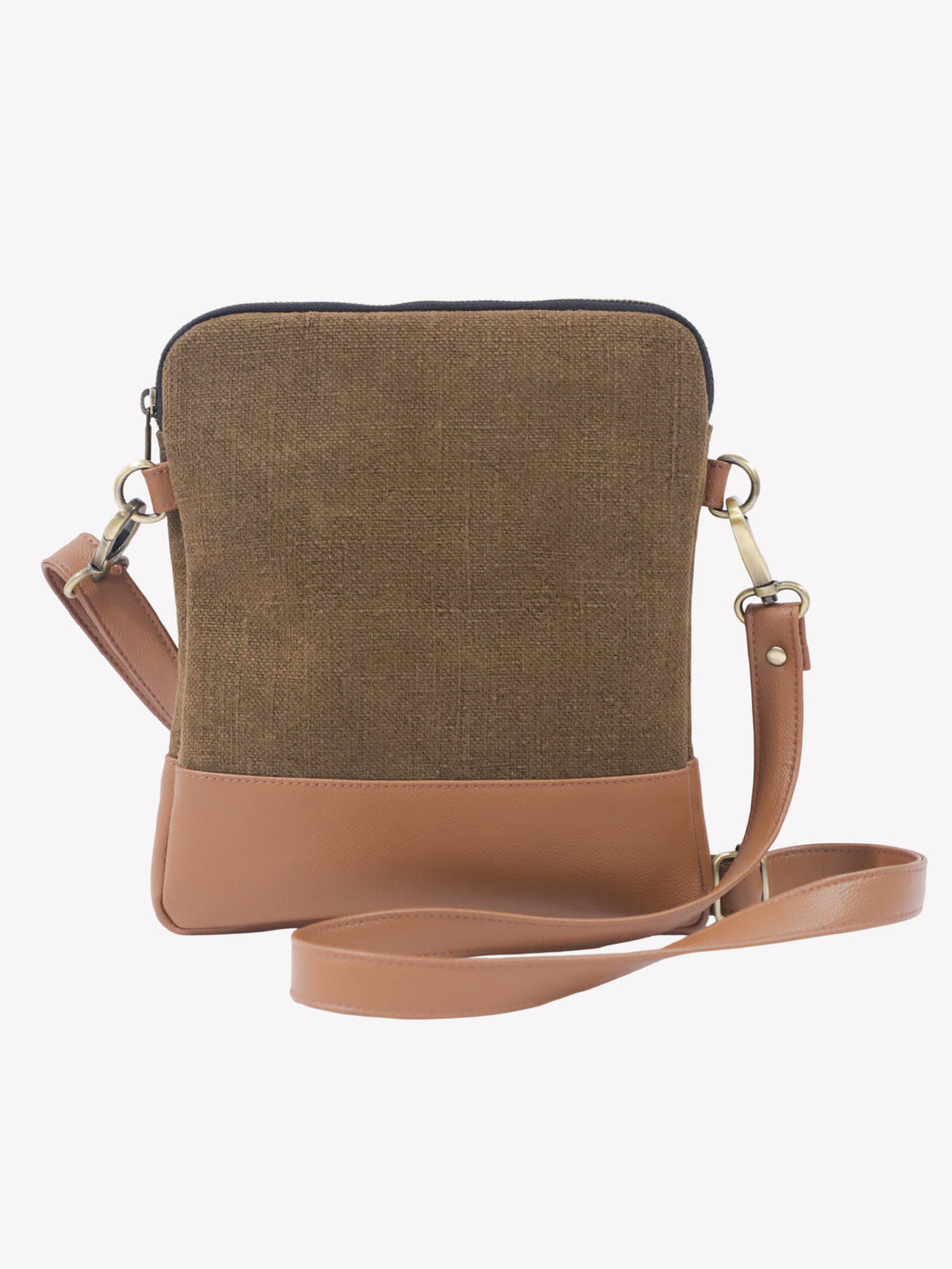 Cognac Washed Jute Crossbody Bag