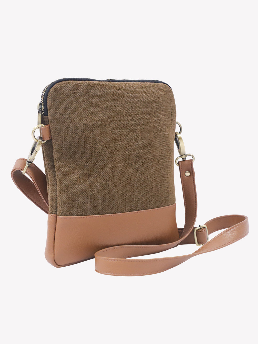 Cognac Washed Jute Crossbody Bag