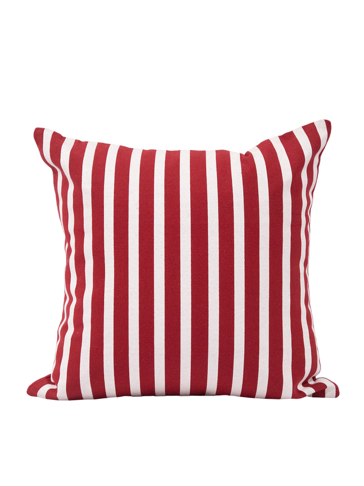 Crimson Classic Stripe Canvas Cushion Cover