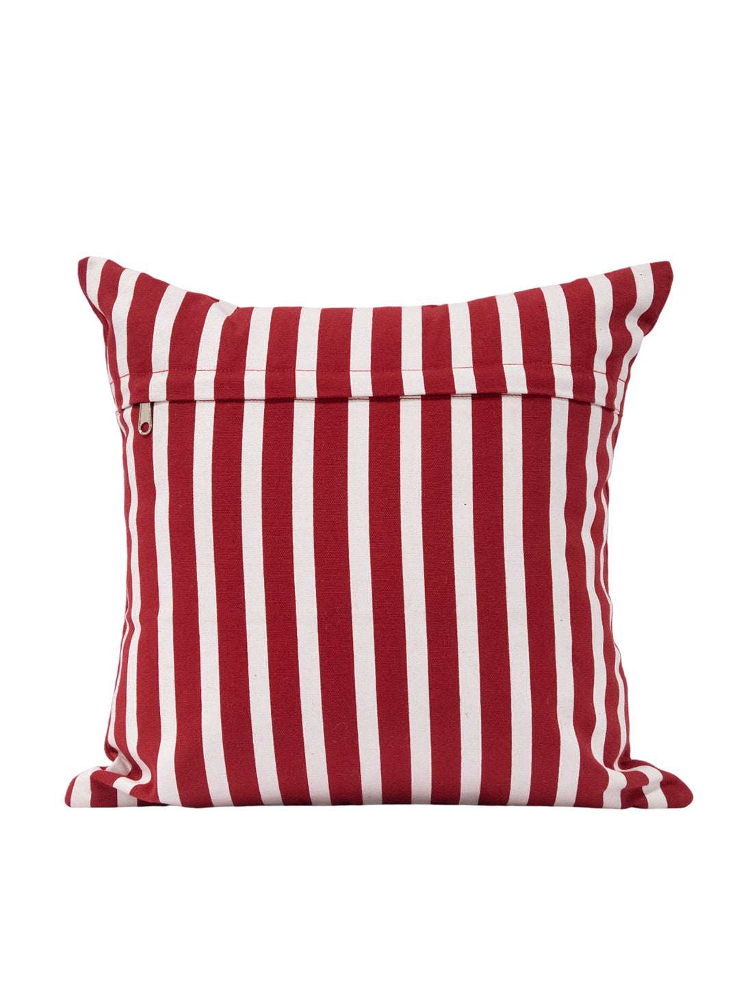 Crimson Classic Stripe Canvas Cushion Cover