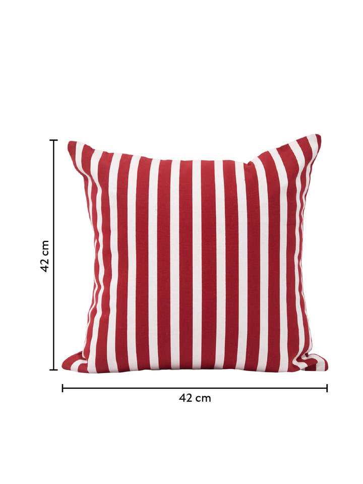 Crimson Classic Stripe Canvas Cushion Cover