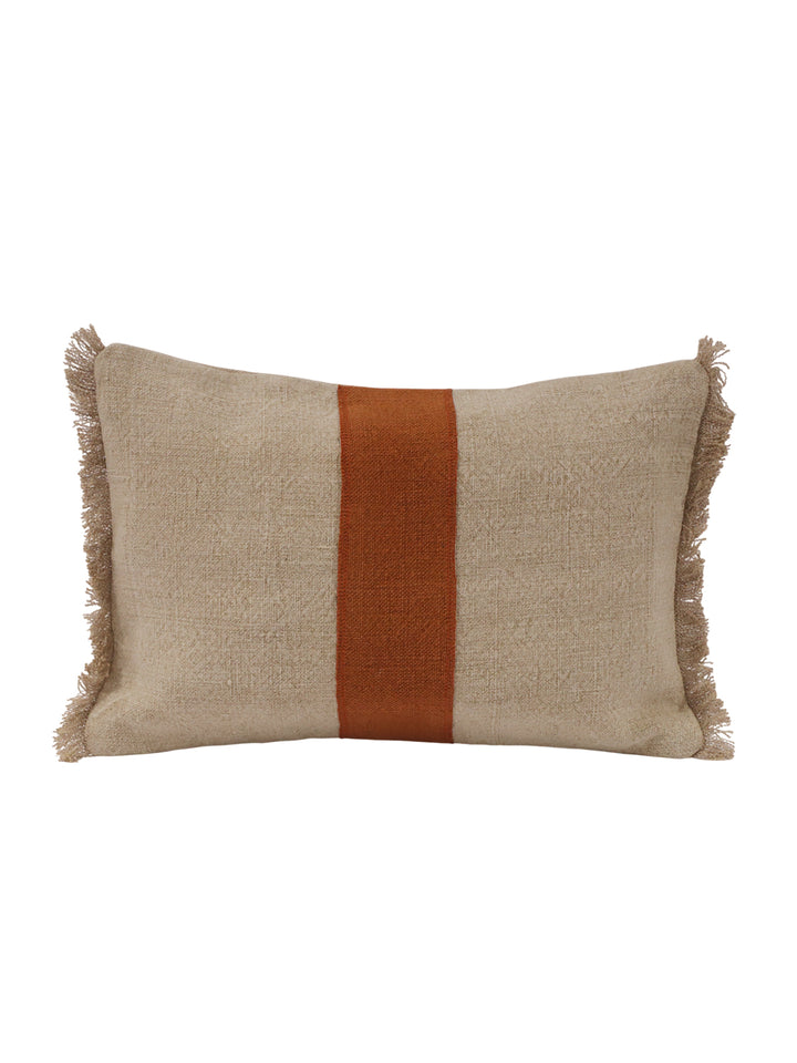 Ember Single Stripe Washed Jute Lumbar Pillow Cover