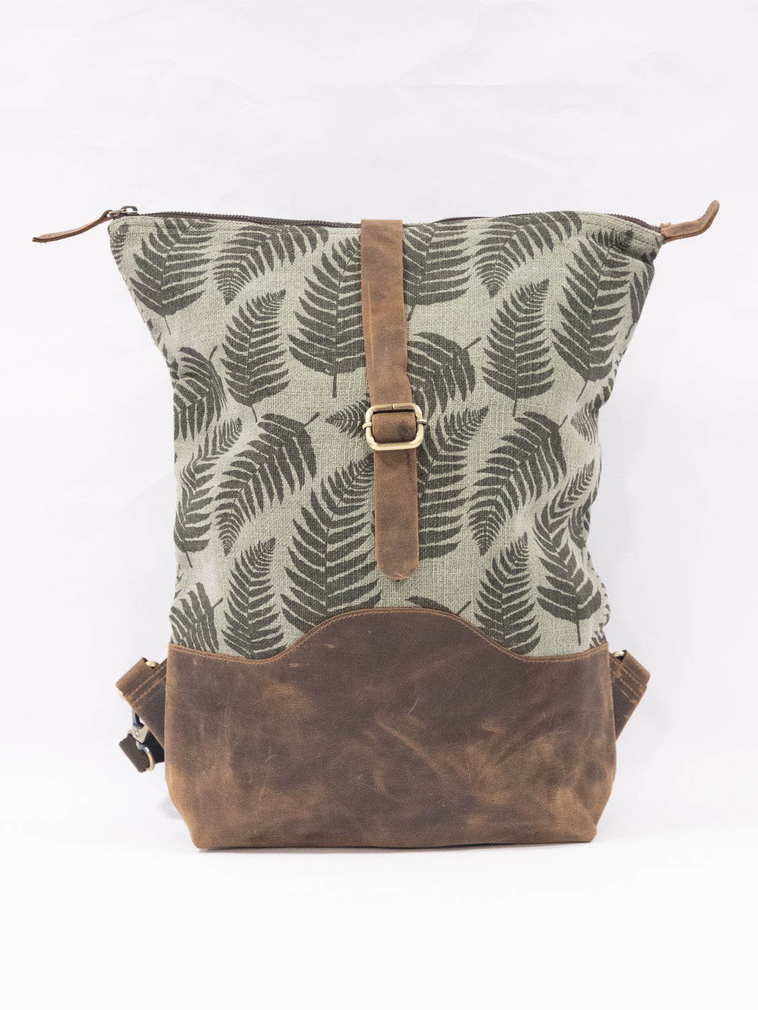Fernwood Washed Jute & Leather Backpack