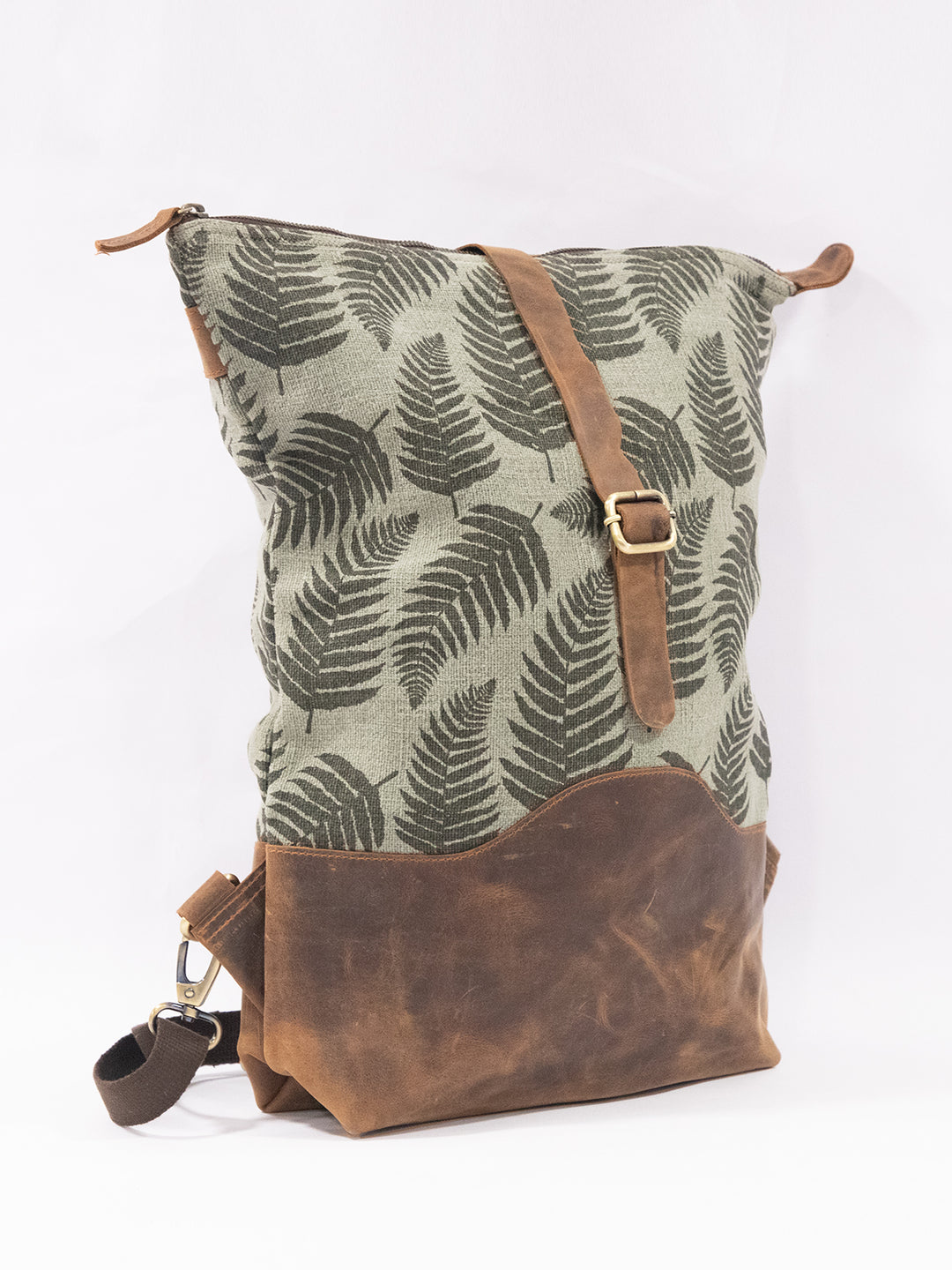 Fernwood Washed Jute & Leather Backpack