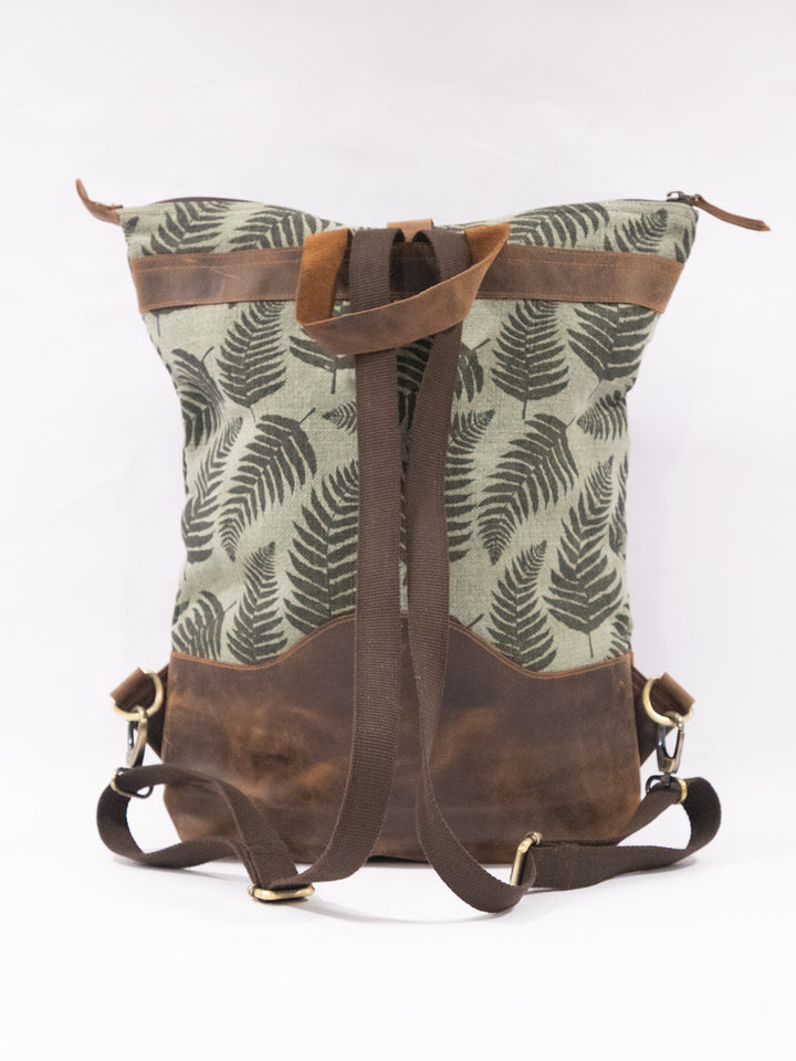 Fernwood Washed Jute & Leather Backpack