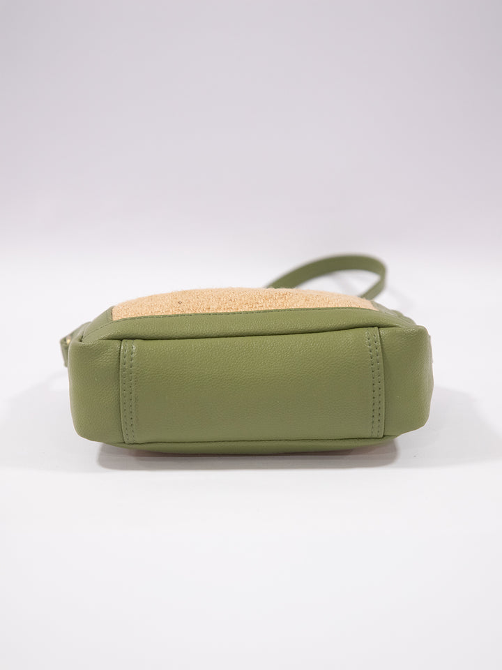 Olive Weave Jute ML16 Vegan Leather Crossbody Bag