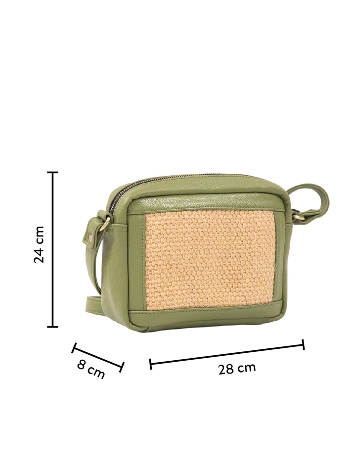 Olive Weave Jute ML16 Vegan Leather Crossbody Bag