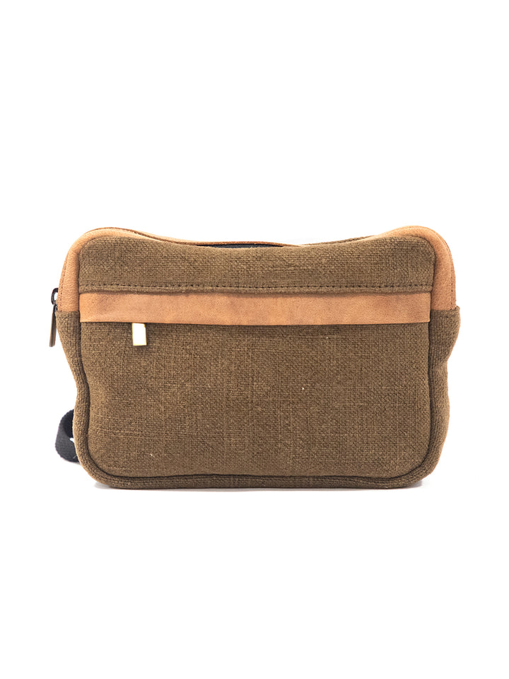 Rustic Heritage Washed Jute & Leather Crossbody Bag