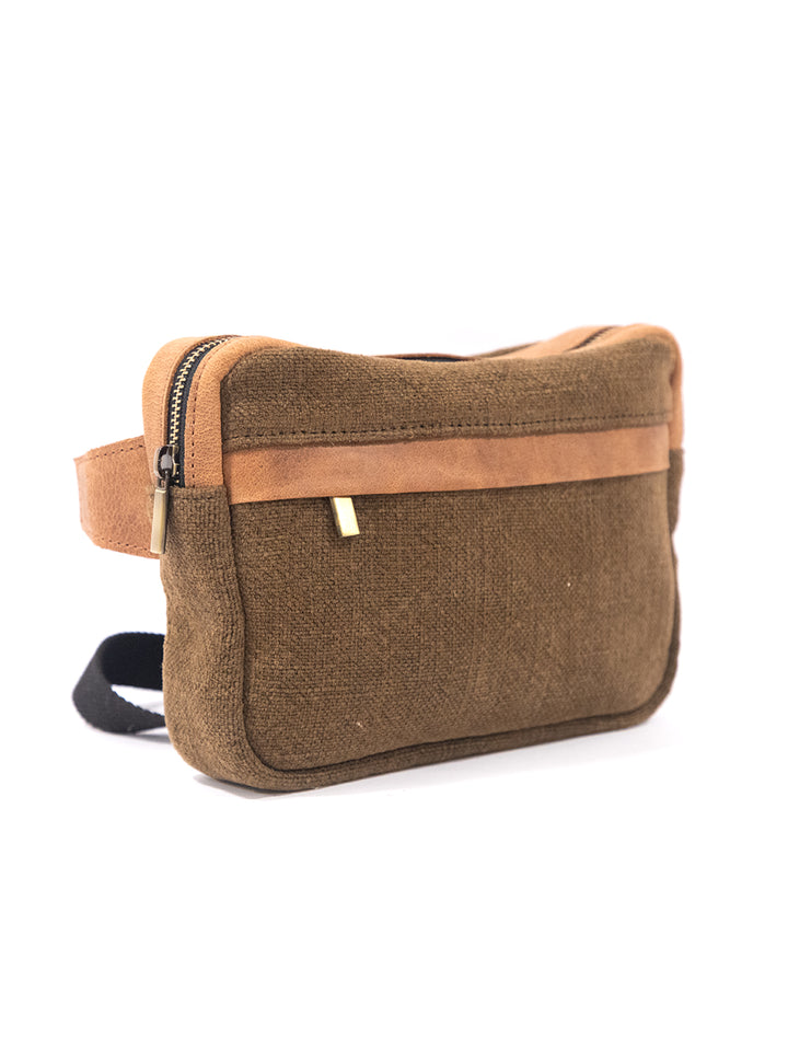 Rustic Heritage Washed Jute & Leather Crossbody Bag