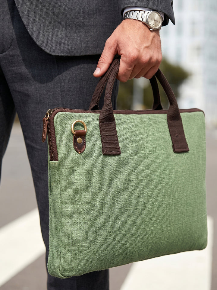 Sage Harmony Washed Jute Laptop Bag