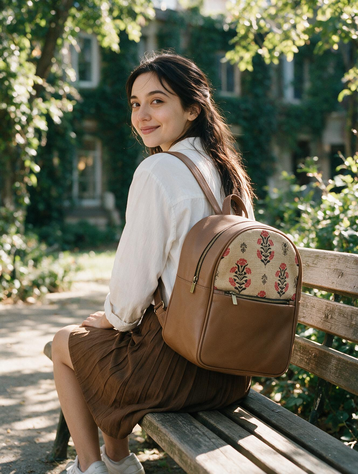Blossom Block Print Mini Backpack